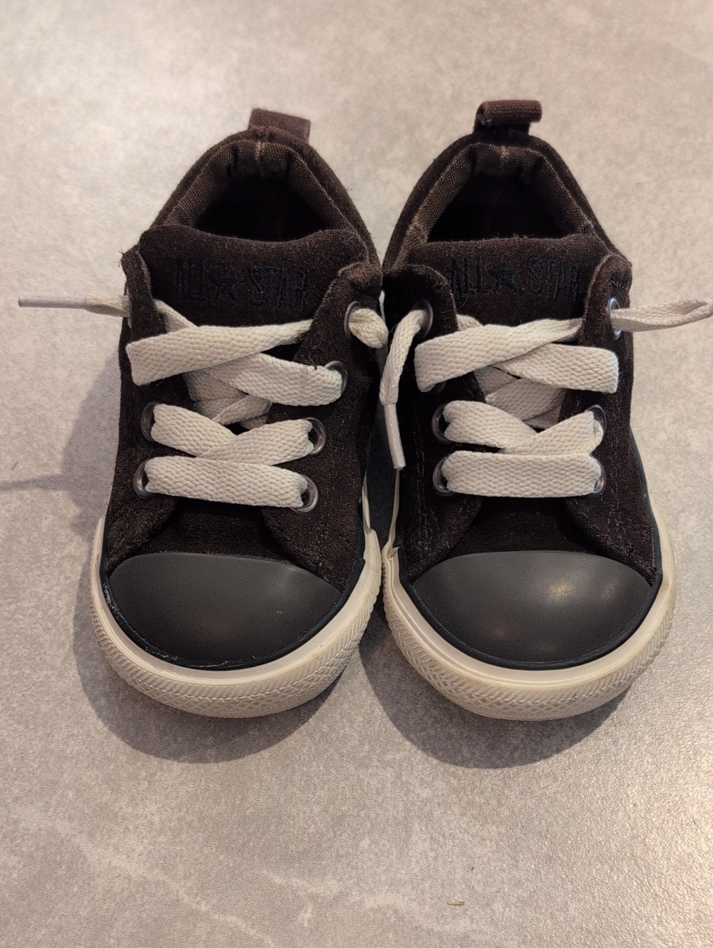 Kids Vintage Converse Brown Canvas Lace-Up Sneakers with White Laces